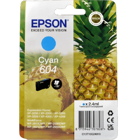 Tusz Epson 604 do WorkForce WF2910/2930/2935/2950 | 130str.| 2,4ml | cyan